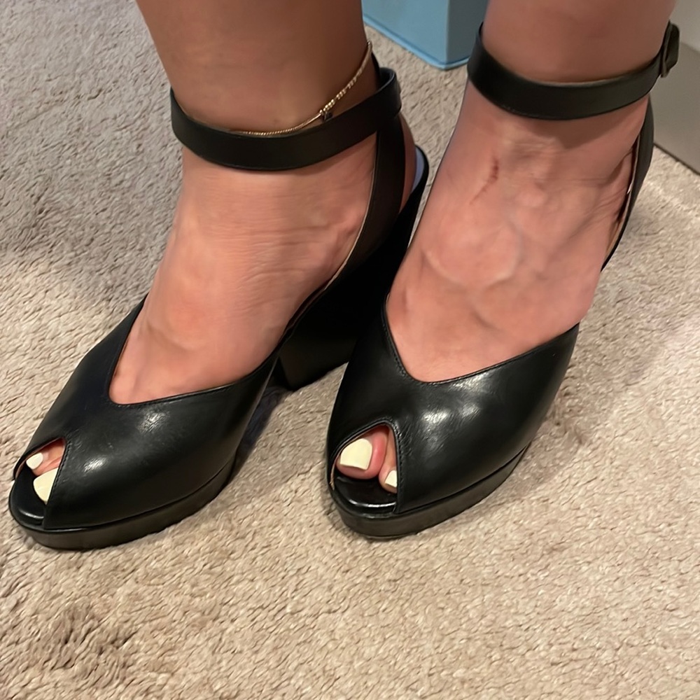Maison margela size 6.5 / 37 eu black platforms